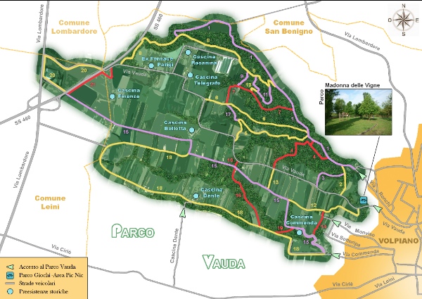 Cartina Sentieri Vauda Park - fonte www.nordicwalkingvolpiano.it