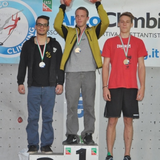 Campionato italiano assoluto Speed 2014, podio maschile. Fonte: www.federclimb.it