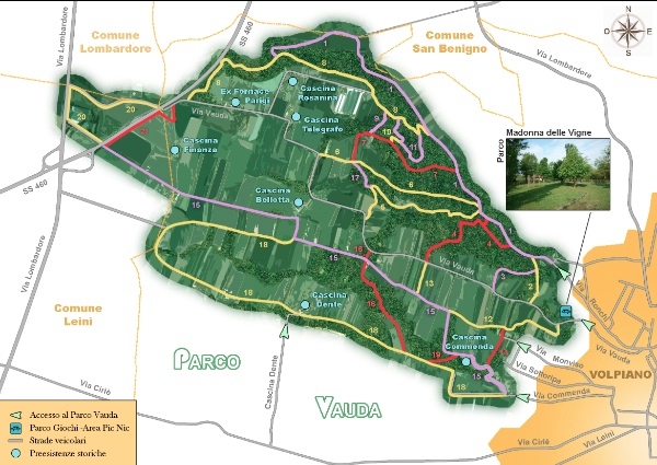 cartina dei Sentieri del Vauda Park Volpiano