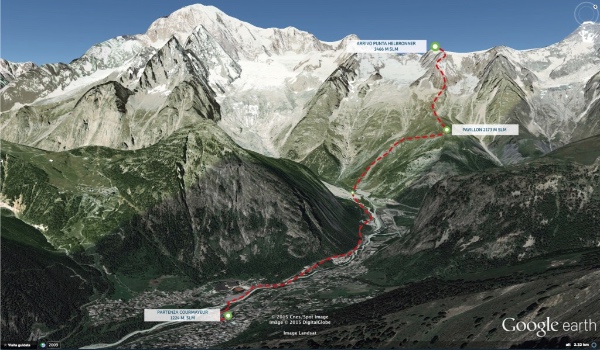 Mappa del percorso "X-Bionic Courmayeur Mont Blanc Skyrace".