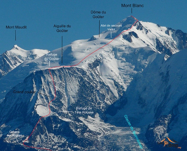 Monte Bianco. Gouter, via normale francese. Fonte: it.wikipedia.org