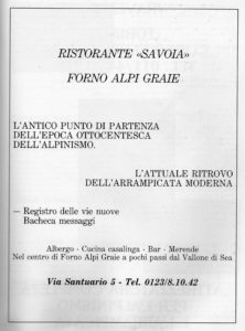La pubblicità del Savoia nel celebre libro di Gian Carlo Grassi  "Sogno di Sea"