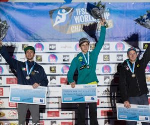 IFSC Climbing World Cup Chamonix 2016: podio Men Lead. Foto: Eddie Fowke/IFSC