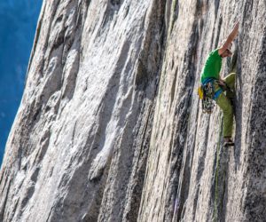 Adam Ondra sulla Dawn Wall, Yosemite Valley. Primo giorno di salita. Foto: Dustin Moore