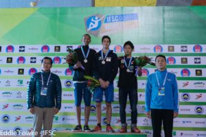 Podio cat. Youth A 2016 - Lead. Foto: Eddie Fowke/IFSC