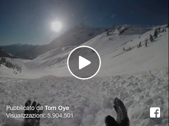 Tom Oye travolto da una valanga. Fonte: pagina facebook Oye