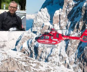 Hitscher, nel riquadro. Soccorsi sul Sass Pordoi, foto: Luca Granzini