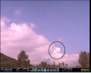 Esplosione sull'Etna. Fonte: INVG, 16 marzo 2017