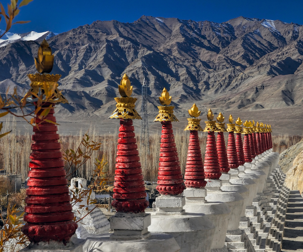 Un'immagine ravvicinata del pittoresco monastero di Thiksey, India, Ladakh - ph shutterstock