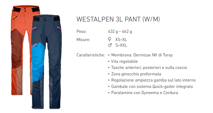 ortovox westalpen pantaloni