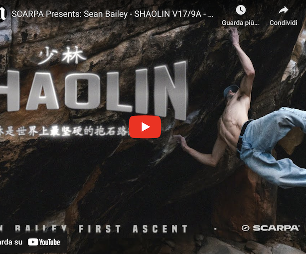 VIDEO. Sean Bailey prima salita di "Shaolin" l'ottavo 9A Boulder al
