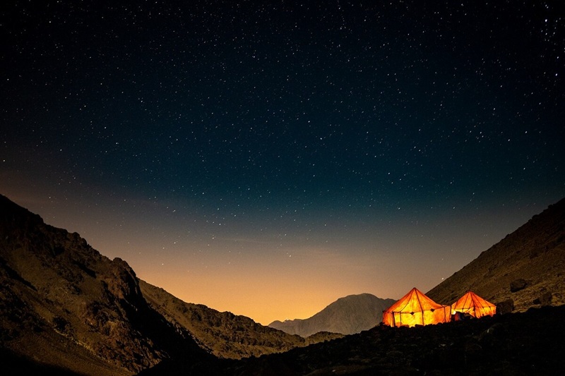 Night,Time,Over,Jebel,Toubkal,Base,Camp